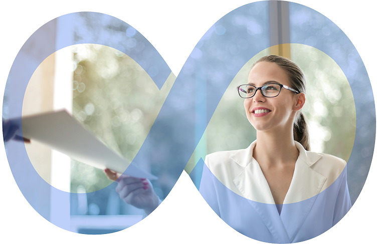 Consultant smiling during a conversation